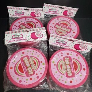 Best Brands Round Plastic Charms Strawberry Blow Pop Novelty Snack Container X 4